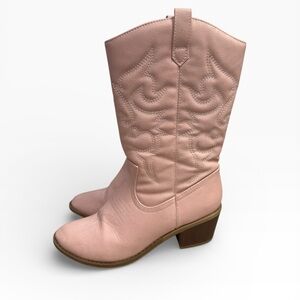 Charles Albert Pink Western Cowgirl Boots Size 7 Vegan Leather Mid Calf